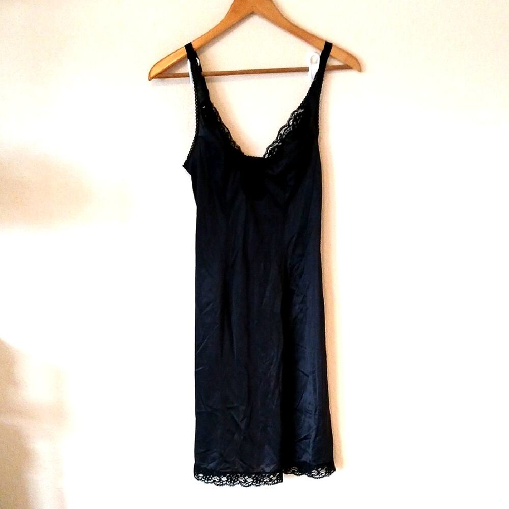 Vintage Vassarette Full Slip Black Lace Trim